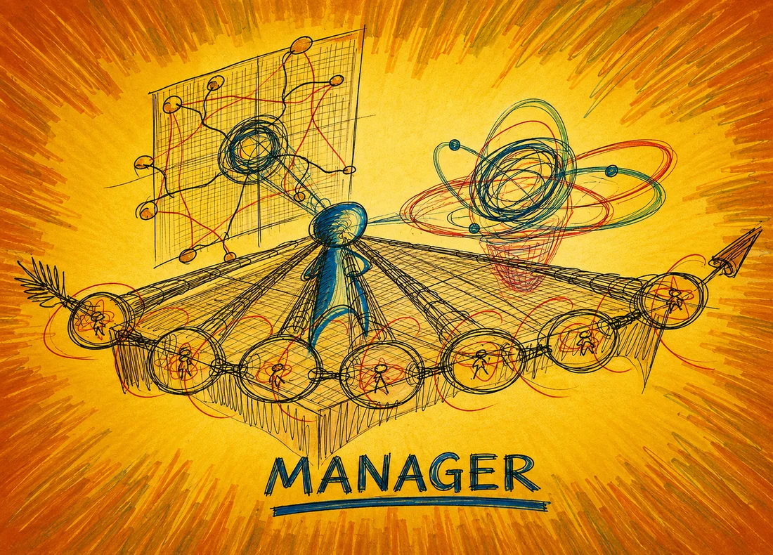 Rysunek: manager — ilustracja kursu Manager Szybkiej Nauki.