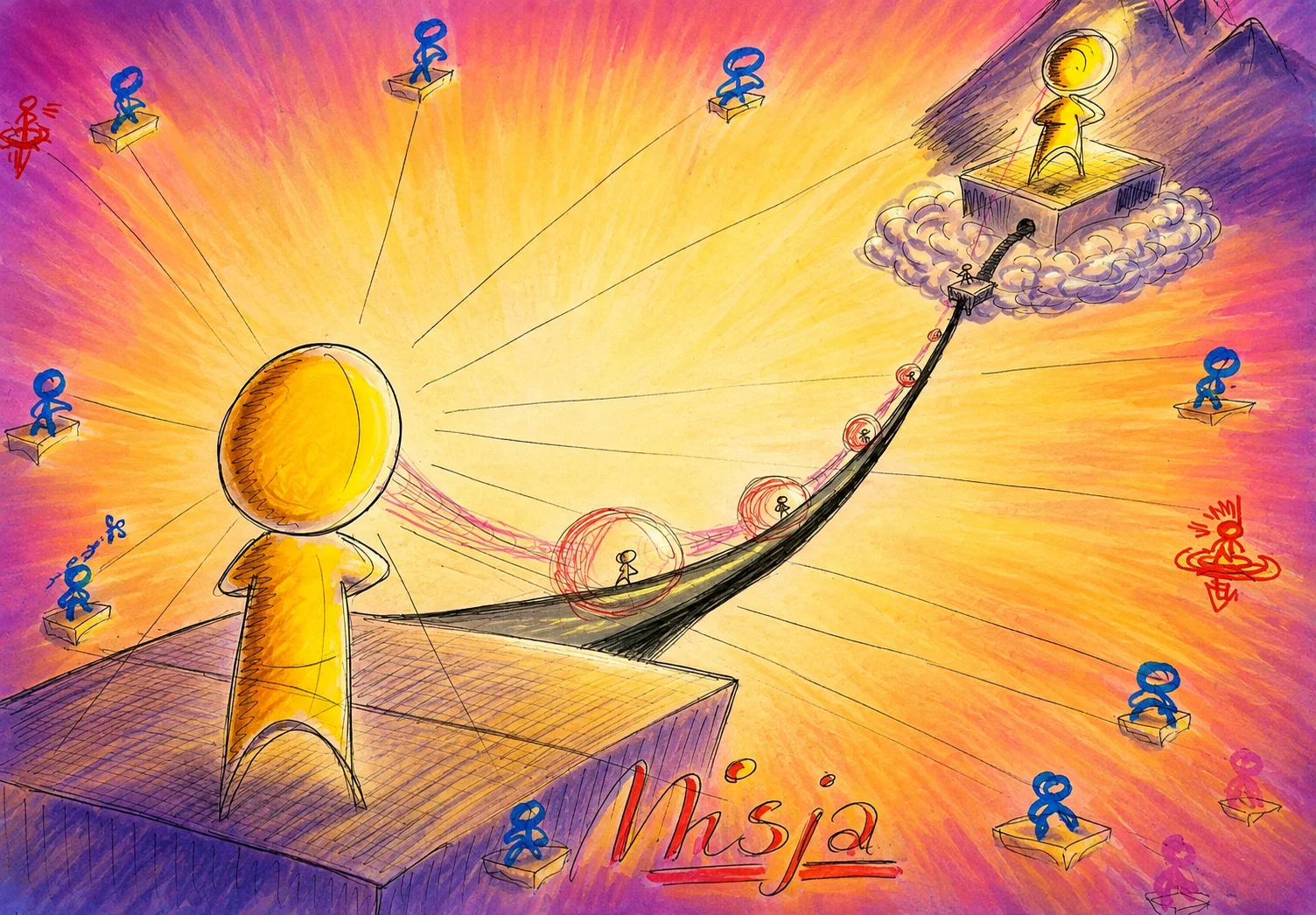 Rysunek: misja — ilustracja kursu Manager Szybkiej Nauki.